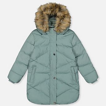 Little Kids Girl Diamond Quilted Long Winter Puffer Coat