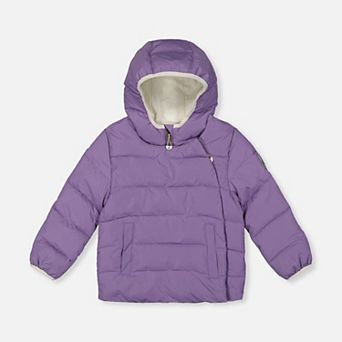 Little Kids Girl Quilted Winter Jacket Adapted for Car Seats