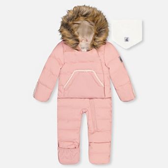 Little Kids Girl Snug One Piece Snowsuit Adapted for Car Seats with Faux Fur-Trimmed Hood