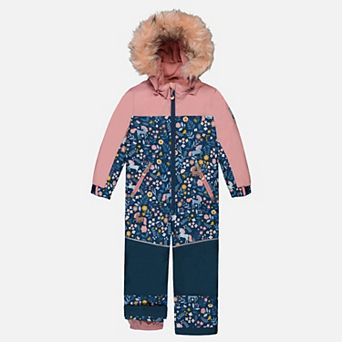 Big Kids Girl Unicorn Print One Piece Discover Snowsuit with Detachable Hood