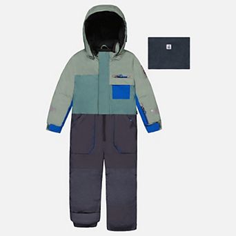 Little Kids Boy One Piece Play Snowsuit with Detachable Hood