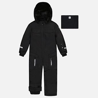 Little Kids Unisex One Piece Teknik Hooded Snowsuit with Expandable Sleeves