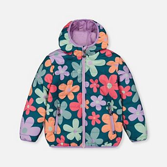 Little Kids Girl Floral Print Quilted Mid-Season Jacket