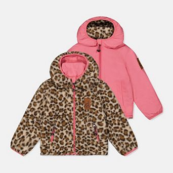 Big Kids Girl Leopard Print Reversible Mid-Season Jacket