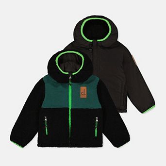 Big Kids Boy Colorblock Sherpa and Water-Resistant Reversible Mid-Season Jacket