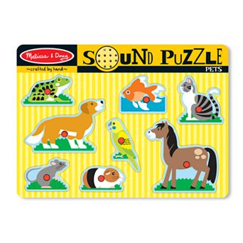 Melissa & Doug Pets Sound Puzzle - Wooden Peg Puzzle With Sound Effects (8 pcs)