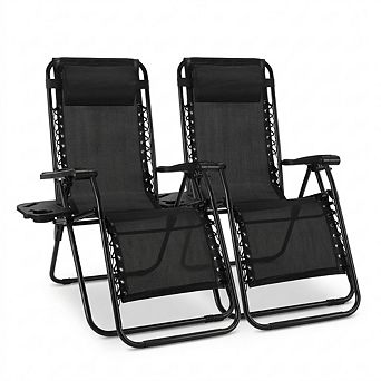 Loheer Set Of 2 Zero Gravity Lounge Chairs, 64.90 in Folding Recliners For Patio Pool And Beach