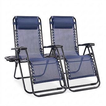 Loheer Set Of 2 Zero Gravity Lounge Chairs, 64.90 in Folding Recliners For Patio Pool And Beach