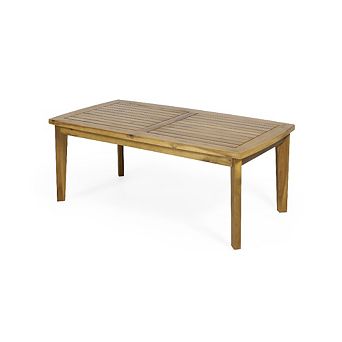 Acacia Wood Rectangular Outdoor Coffee Table 43.25" W x 23.50" D x 17.00" H Slatted Side Table