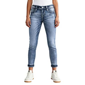 Women Mid‑Rise Slim Stretch Denim Jeans, Decorative Back Pockets Casual Skinny Denim Pants