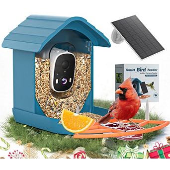 Solar Powered Smart Bird Feeder Camera with App Viewing, 2K Resolution, Wi-Fi