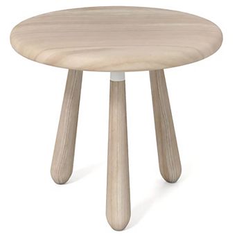 18 Inch Solid Mahogany Round Side Table Natural Finish for Patio Living Room