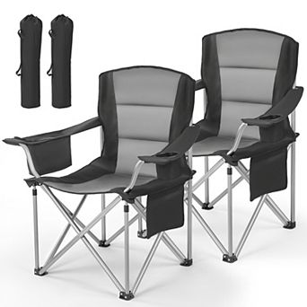 VEVOR Oversized Camping Chairs, 450 lbs Heavy Duty Support, Portable Folding Camp Chairs, 2 Pack