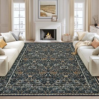 Area Rugs Machine Washable Rugs for Bedroom Area Rug Vintage Non-Slip Boho Distressed Retro Carpet
