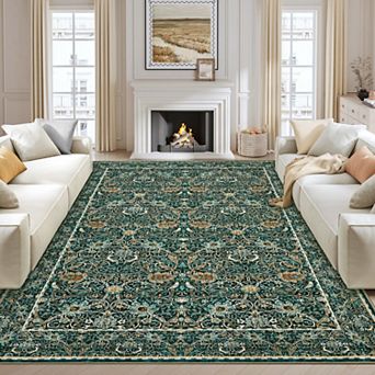 Area Rugs Machine Washable Rugs for Bedroom Area Rug Vintage Non-Slip Boho Distressed Retro Carpet