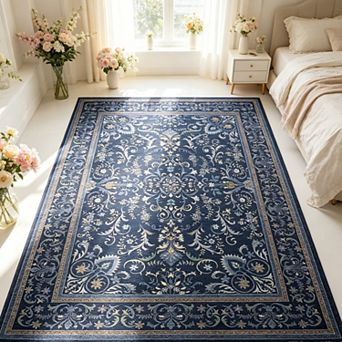 Area Rugs for Living Room Washable Area Rug Low Profile Area Rug Non Slip Backing Vintage Rugs