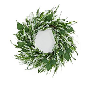 20-Inch PVC Lavender Rose Leaf Wreath for Entryway, Porch, Window, Wall and Farmhouse Decor