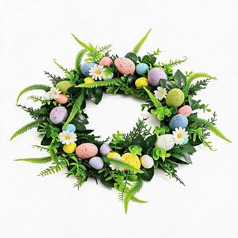 20 Inch Artificial Floral Door Decoration with Flowers and Green Leaves