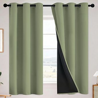 2 PANELS Blackout Curtains Bedroom Thermal Insulated Grommet Drapes Room Darkening