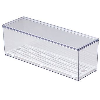 Transparent Flatware Tray With Lid And Drainer