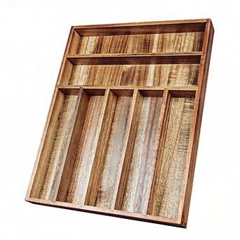 Woodware Cutlery Tray 7-Compartment Kitchen Drawer Organizer