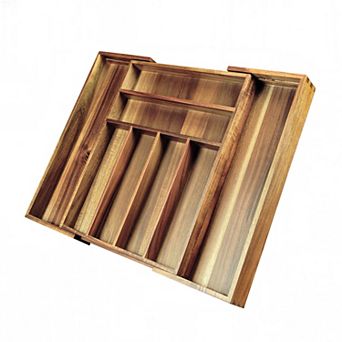 Wood Expandable Cutlery Tray 8-Compartment Kitchen Drawer Organizer