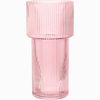 Ribbed Glass Vase for Flowers Home Decor Wedding Gift