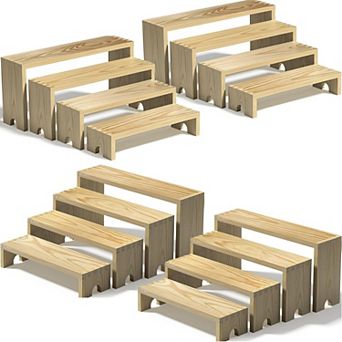 Wooden Tiered Riser Display Stand Set 4 PACK