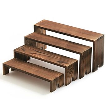 Multi-tiered wooden cupcake display stand