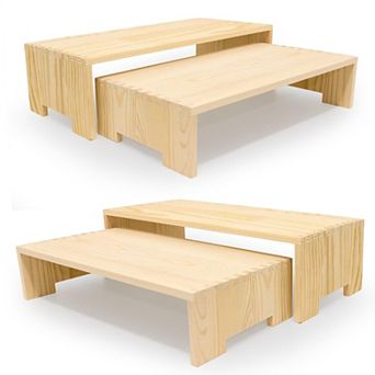 Wood Cupcake Stand 2 tier Risers Display Rack
