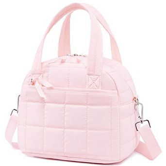 Quilted Padded Lunch Bag Adjustable Shoulder Strap Water Resistant