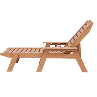 VEVOR Chaise Lounge Chair, 400 lbs Capacity, 6 Positions Adjustable Patio Lounge Chair, HDPE, Brown