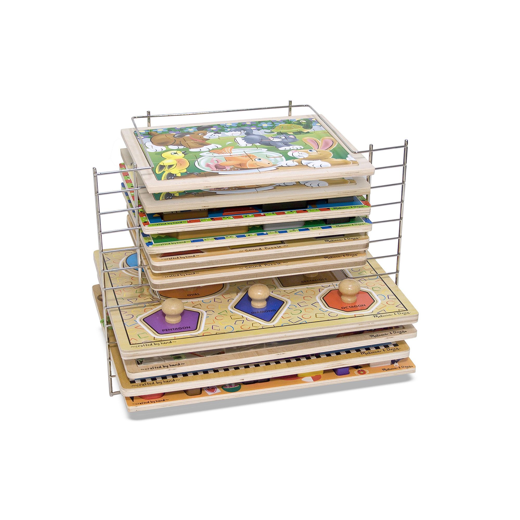 Melissa & Doug Deluxe Wire Puzzle Rack, Gray