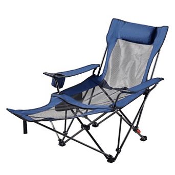 VEVOR Reclining Camping Chair,4 Adjustable Positions, Portable Folding Lounger,Supports 220 lbs,Blue