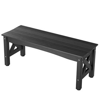 VEVOR Outdoor Bench, 44.5 inch, 600 lbs Weight Capacity, Weatherproof Plastic Frame, Black