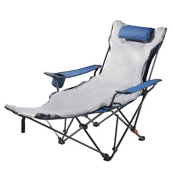 VEVOR Reclining Camping Chair,4 Adjustable Positions, Portable Folding Lounger,Supports 220 lbs,Blue