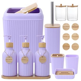 Bathroom Set Accessories Trash Can Soap Dispenser Toothbrush Holder Tags