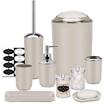 Bathroom Accessories Set Tray Toilet Brush Trash Can Decor Gifts