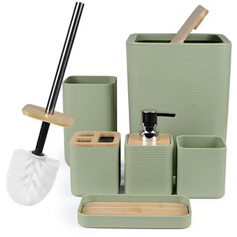 Bathroom Accessories Set Square Spiral Soap Dispenser Toothbrush Holder Dish
