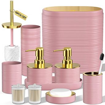 Bathroom Accessory Set Trash Can Soap Dispenser 10 pc