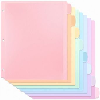 8-Pack 3 Ring Binder Dividers With Two Pockets For School Office Home Organization