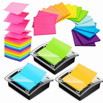 3 pc Pop Up Sticky Note Dispenser Desk Organizer with Refill Pads