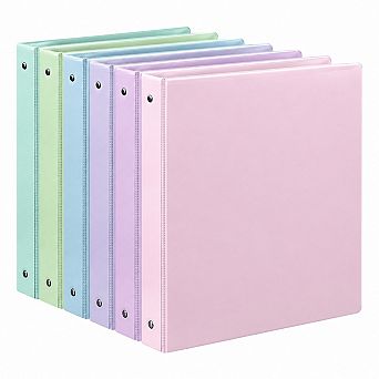 3-Ring Binders Set of 6 Customizable Cover Interior Pocket Durable Document Organization