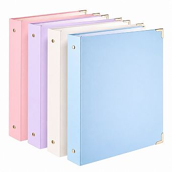 4-Pack 3 Ring Binder Floral Metal Corners Recipe Pocket School Office Supplies