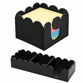 3 pc Clear Acrylic Sticky Note Holder Wave Desk Organizer