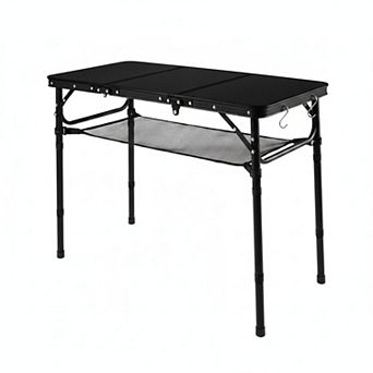 3ft Folding Camping Table Aluminum 3 Height Adjustable Storage Net Portable Outdoor Indoor
