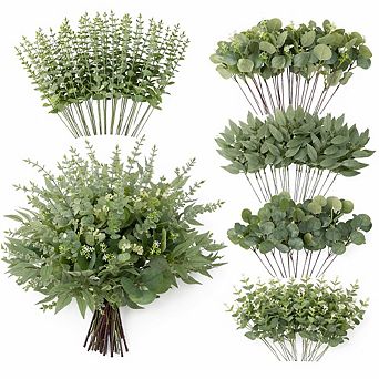 130 Artificial Eucalyptus Stems Bulk 5 Kinds Faux Greenery for Wedding Home Decor
