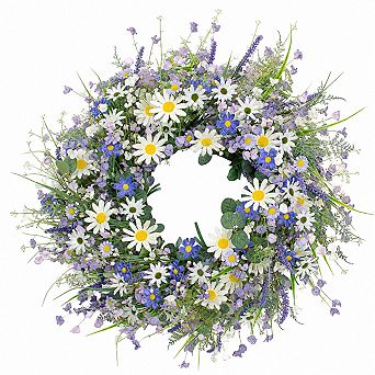Summer Front Door Wreath Lavender Daisy Eucalyptus Home Decor