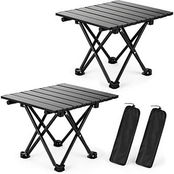 2 Pack Camping Table Foldable, Portable Folding Beach Table,Small for Outdoor Travel & Picnic, BBQ