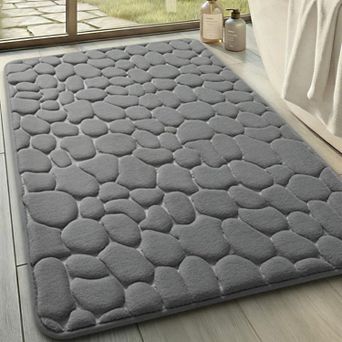 Memory Foam Bath Mat Cobblestone Super Absorbent Non Slip Washable Rug
